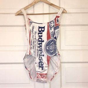 Vintage Budweiser One Piece Bathing Suit Small 80s